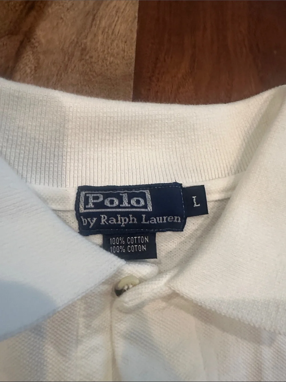 Ralph Lauren Off-White Long Sleeve Polo with Navy Horse